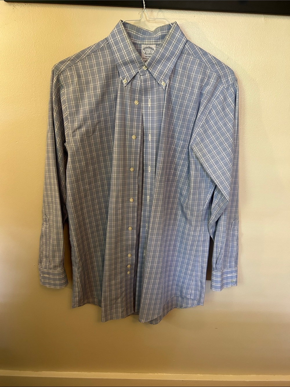 Brooks Brothers Light Blue and White Plaid Button-Down Shirt